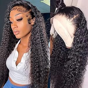13×4 Lace Front Wigs Human Hair Pre Plucked 180% Density Brazilian Wet and Wavy Human Hair Wigs for Black Women Glueless Curly Lace Frontal Wigs Human Hair Natural Color (22 Inch)