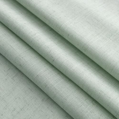 Image of Nanspring Linen Curtains 72 Inch Long 6ft for Living Room Aqua Green