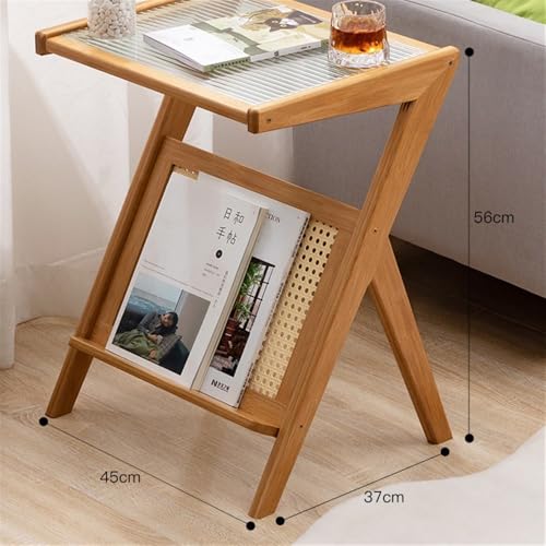 Table d'appoint beige 45cm avec rangement mobile pour salon moderne