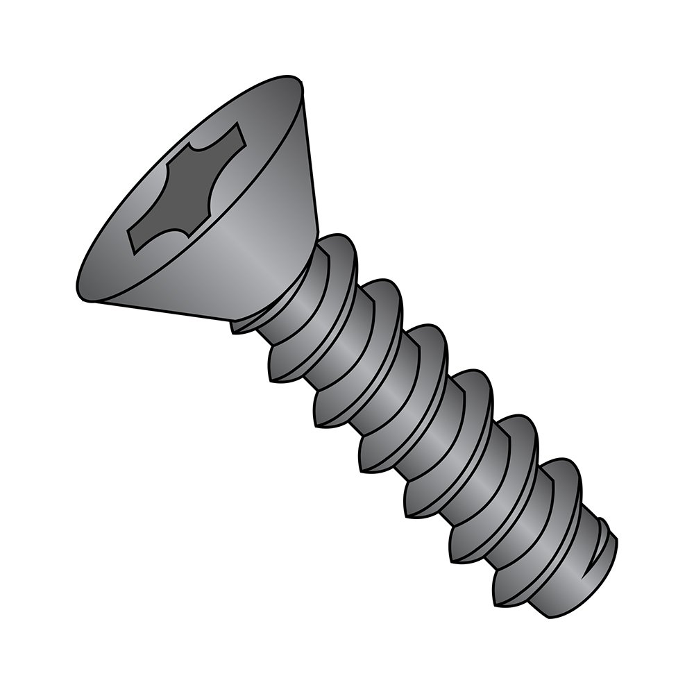 Small Parts 1010BPFB Steel Sheet Metal Screw, Black Oxide Finish, 82 degrees Flat Head, Phillips Drive, Type B, #10-16 Thread Size, 5/8" Length (Pack of 100)
