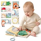 Macabaka Montessori Soft Baby Book - Sensory Book for Babies 0-12 Months with Crinkle Paper, Touch & Feel Textures, Baby Safe Mirror & Teether. Educational Infant Toys for Tummy Time, Newborn