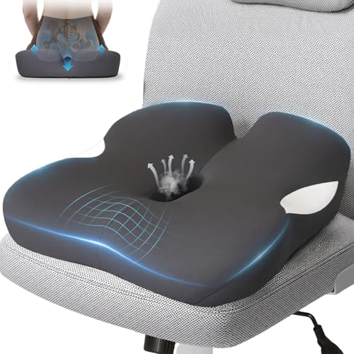 JarryStart 18.5" x 16.5" Extra Large Memory Foam Cushion, Tailbone Pain Relief Cushion for Long Sitting Soft Hip Support, Breathable X Large Donut Pillow Desk Chair Cushion by JarryStart - Used condition - US$19.34