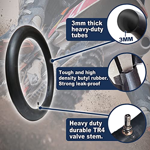 PIVOTRAX 2.75/3.00-18 (80/80-18, 80/90-18, 90/90-18) Heavy Duty Motorcycle Inner Tube – 3mm Butyl Rubber, TR4 Valve – Fits SUR-Ron Light Bee X, Talaria PRO-SS 3.0, CAOFEN F80