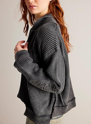 Image of Womens Cropped Cardigan Sweaters Y2k Open Front Cardigans Long Sleeve Oversized Fall Sweater Trendy