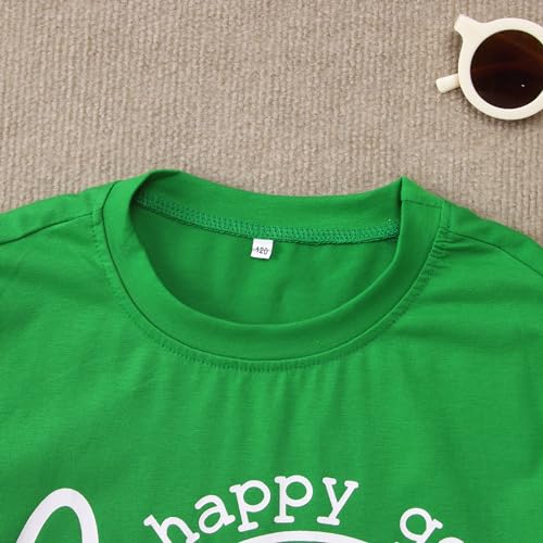 CM C&M WODRO Kids St Patrick's Day Shirt Boys Girls Happy Go Lucky Clover Shamrock T-Shirt Short Sleeve Irish Green Tee 6-12Y4