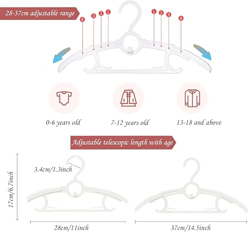 Miniatura 9 de Gencuoir Perchas de armario para guardería, ultra finas, antideslizantes y extensibles, para ropa de bebé, para ropa de recién nacido, 30 piezas,