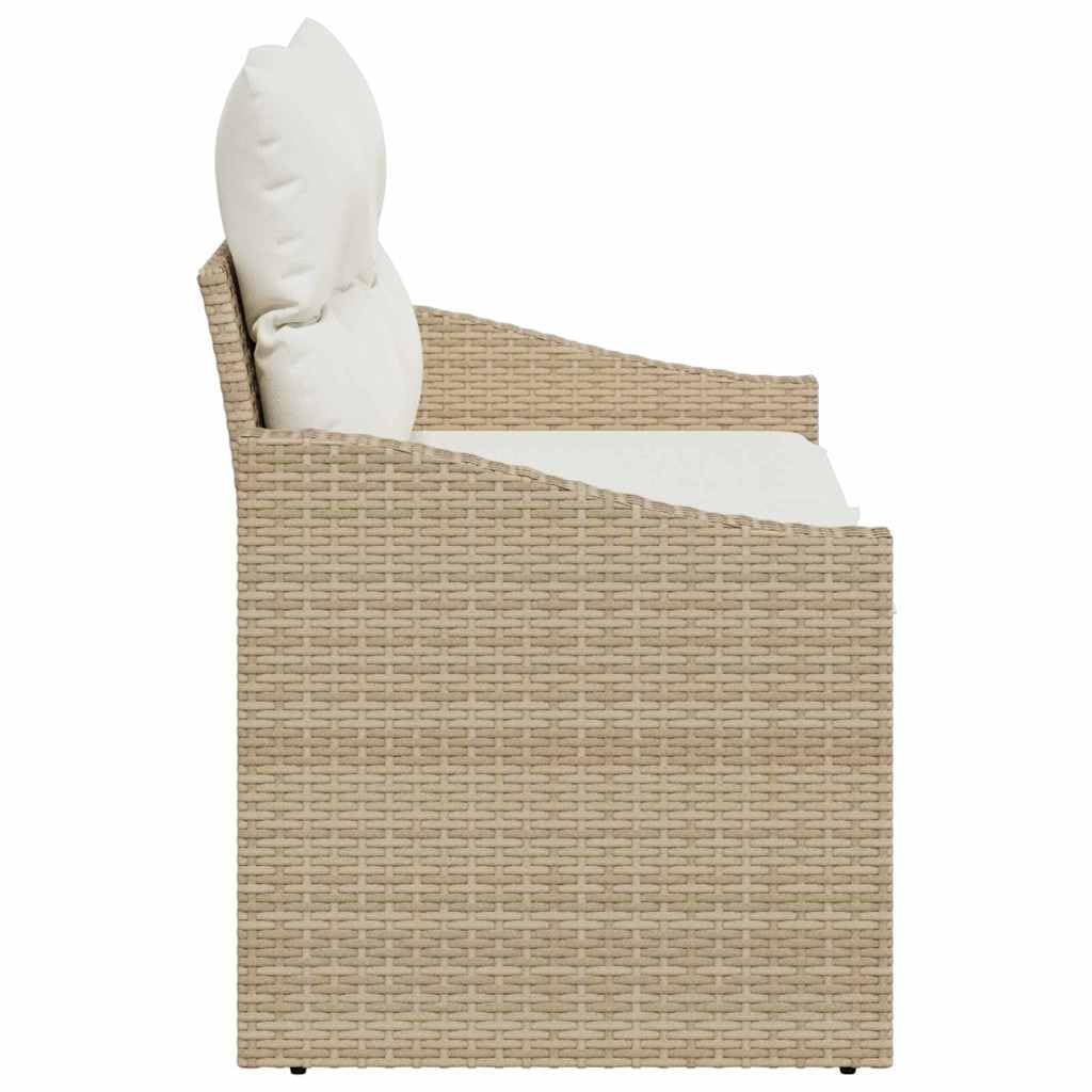 Banco de jardín con cojín, 123 x 62 x 69 cm, diseño modular de ratán de polietileno, para terraza y balcón, resistente a la intemperie, al aire libre, fácil montaje y configuración flexible