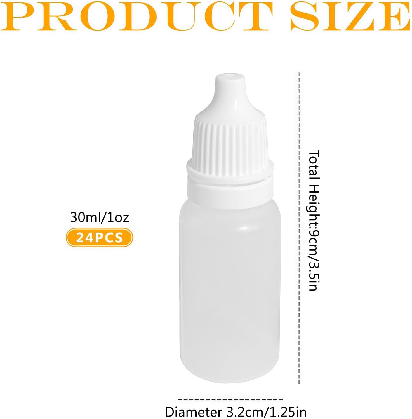 24 Pcs 30ml 1 oz Empty Squeezable Soft Plastic Dropper Bottle Eye Liquid Dropping Container with Screw On Cap for Essential Oil Sample Liquid Reagent Cosmetic Lab Drops