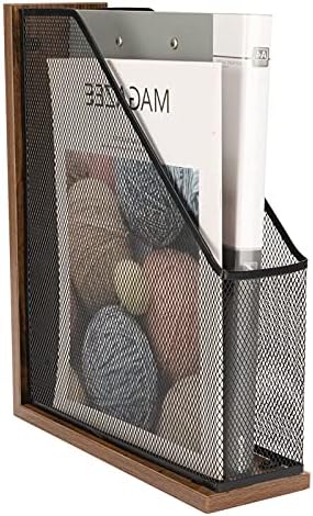 ASIFMTHOT Antique Wooden Magazine File Holder，File Folder Organizer-Document Rack for Office/Home/School（Balck）