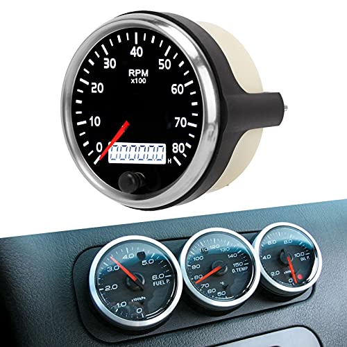 Contagiri a Lancetta da 85 Mm 0-8000 RPM Display LCD Universale per Auto, Camion, Barca, Tachimetro a Lancetta Diesel, Motore a Benzina 9-32 V