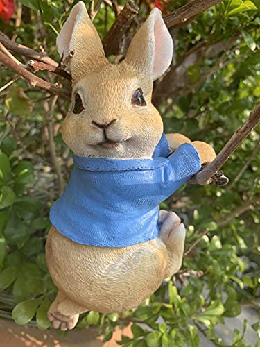 Ironrain Mini Garden Statues Hanging Bunny, Indoor Outdoor Decorations Cute Rabbit Planter Pots Hanger Art Décor Figurine Ornament For Easter Yard Home Garden Patio And Office (Blue) #TOP6