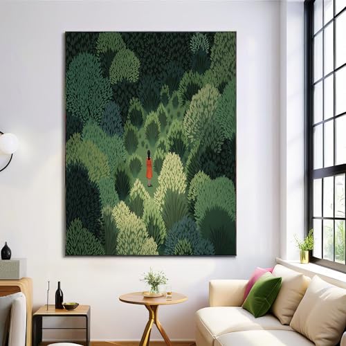 Impression sur Affiche Salon Toile Vert Forêt Fille 70x100