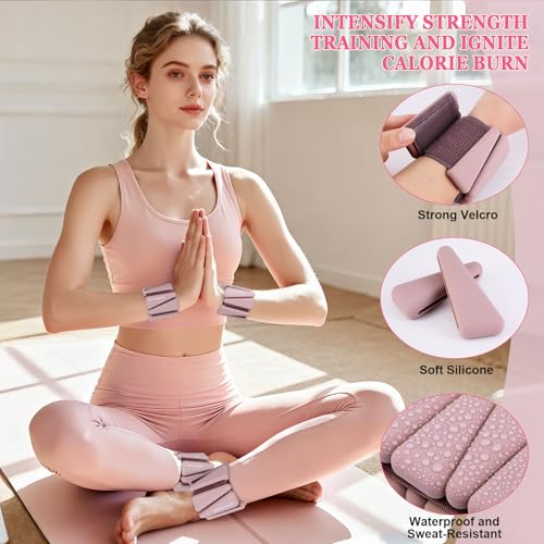 Image of BECOJADDE Ankle Weights Set of 2 (1 lb /2 lb /3 lb Each) Adjustable Wrist Weights for Women Men Wearable Arm Leg Weight for Pilates, Running, Walking, Workout, Yoga