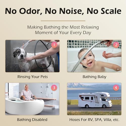 Duschschlauch 1,5m mit Verdrehschutz, Besonders weicher Silikon Duschschlauch, Brauseschlauch Extrem Flexibel, Standard 1/2 Anschluss, Easy Clean, Grau