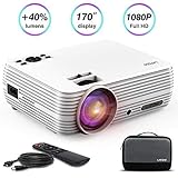 LATOW Mini Portable Projector with 2200 Lumens, Support HD 1080P, FHD Home Video Projector with 170” Display Home Theater Projector Compatible with TV HDMI, VGA, USB, AV, PS4, TF with Carrying Bag