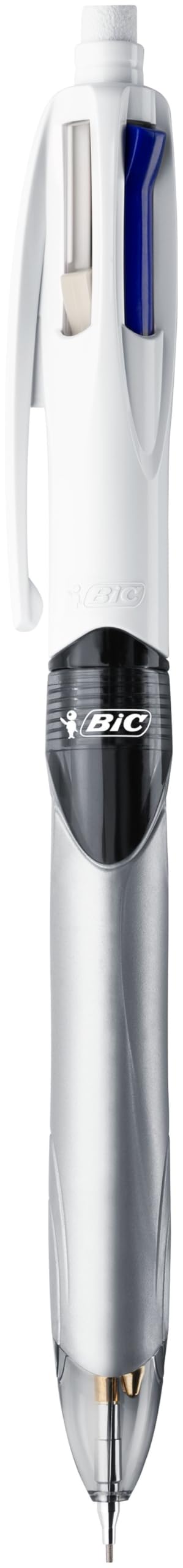 BIC 4 Colori, Penna Multicolore con Matita Grafite, Penna a Sfera a Scatto con 3 Inchiostri (Nero, Blu, Rosso) e 1 Matita Meccanica HB, Scuola Cancelleria Ufficio