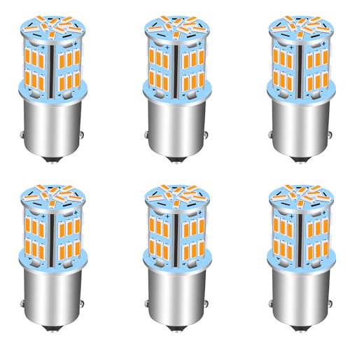 UNXMRFF 1156 LED Bulb Amber Yellow 4014 39-SMD Bayonet Single Contact Base1141 1003 7506 BA15S LED RV Bulbs Replacement for 12 Volt RV Truck Car Motorcycle Blinker Turn Signal Lights 6-Pack