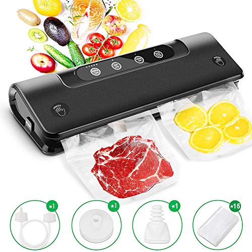 Vakuumiergerät Multifunktion Automatischer Vakuumierer, Lebensmittel Bleiben 8X Länger Frisch Ideal Zum Sous-Vide-Garen Folienschweißgerät Inkl