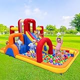 Hongcoral Bounce House with Slide and Obstacle Course for Kids 3-8 - Bounce, Climb, Slide, Boxing Ball, Small Climb&Slide for Indoor Outdoor Kids Party, Optional Water Slide & Pool for Summer Fun