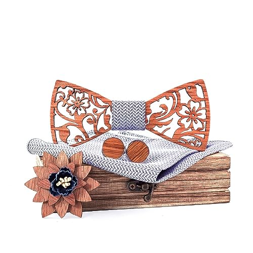 Corbata de madera tallada para hombre, artesanal negra