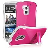 HTC One Max / T6 Stand Case, GreatShield Guardian Hybrid Snap On Case Back Cover with Kickstand for HTC One Max / T6 (Pink/White)