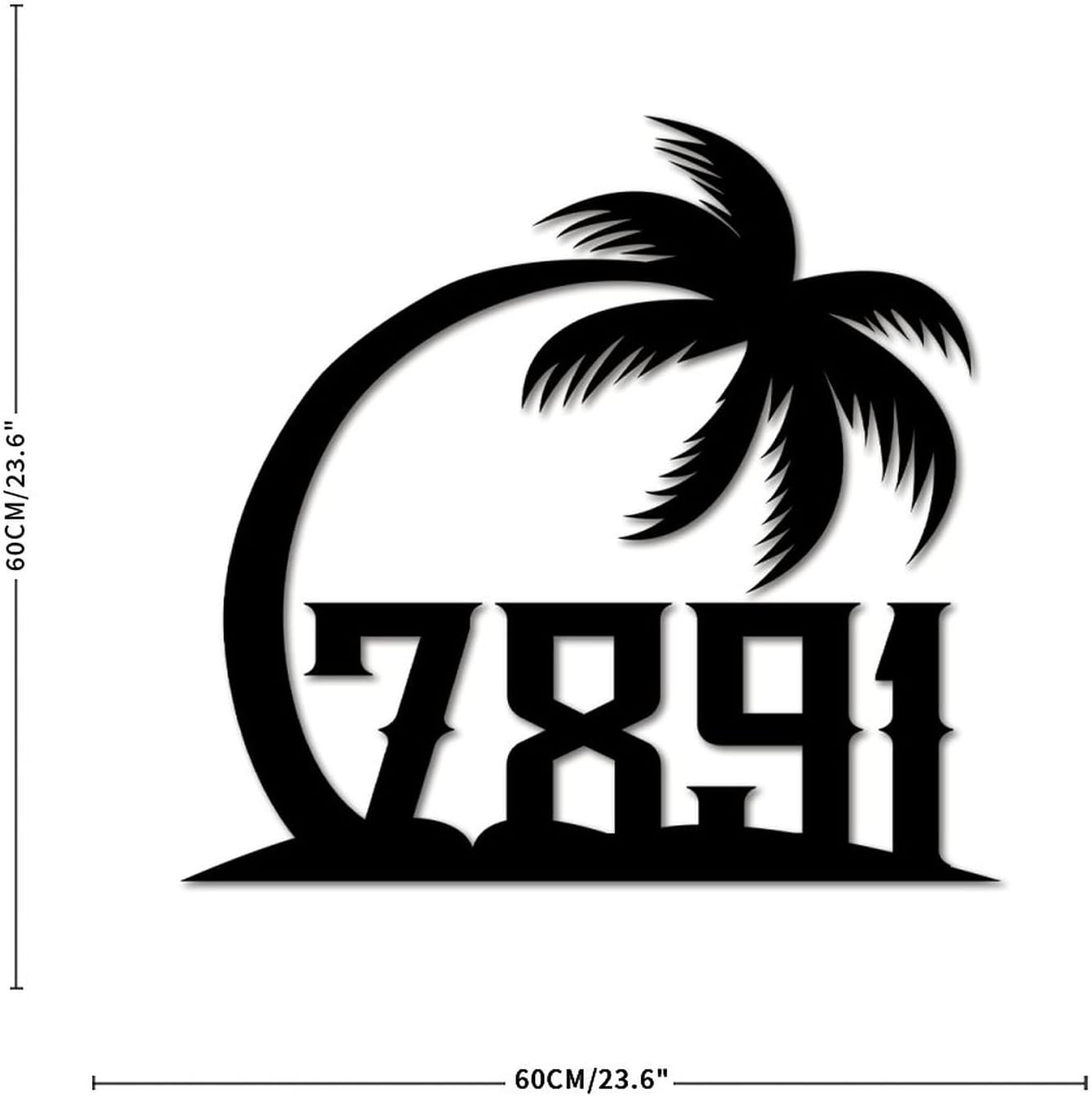 Address Sign Customized Personalized Palm Tree House Number Address Metal Sign 1 House Number Sign Wall Mounted Sign Outdoor Decor Metal Farmhouse for House, Street, Front Door 3D Easy Install Black