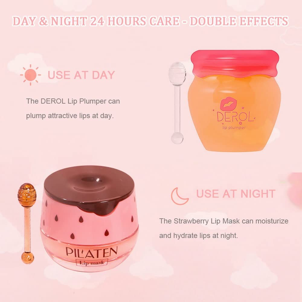 SWETIYOU Lip Plumper Lip Mask Set, Lip Plumper Gloss Lip Injection, Strawberry Propolis Moisturizing Lip Sleeping Mask, Hydrating & Prevention Dry and Cracked Lip Scrubs Exfoliator (Ginger and Strawberry) : Beauty & Personal Care