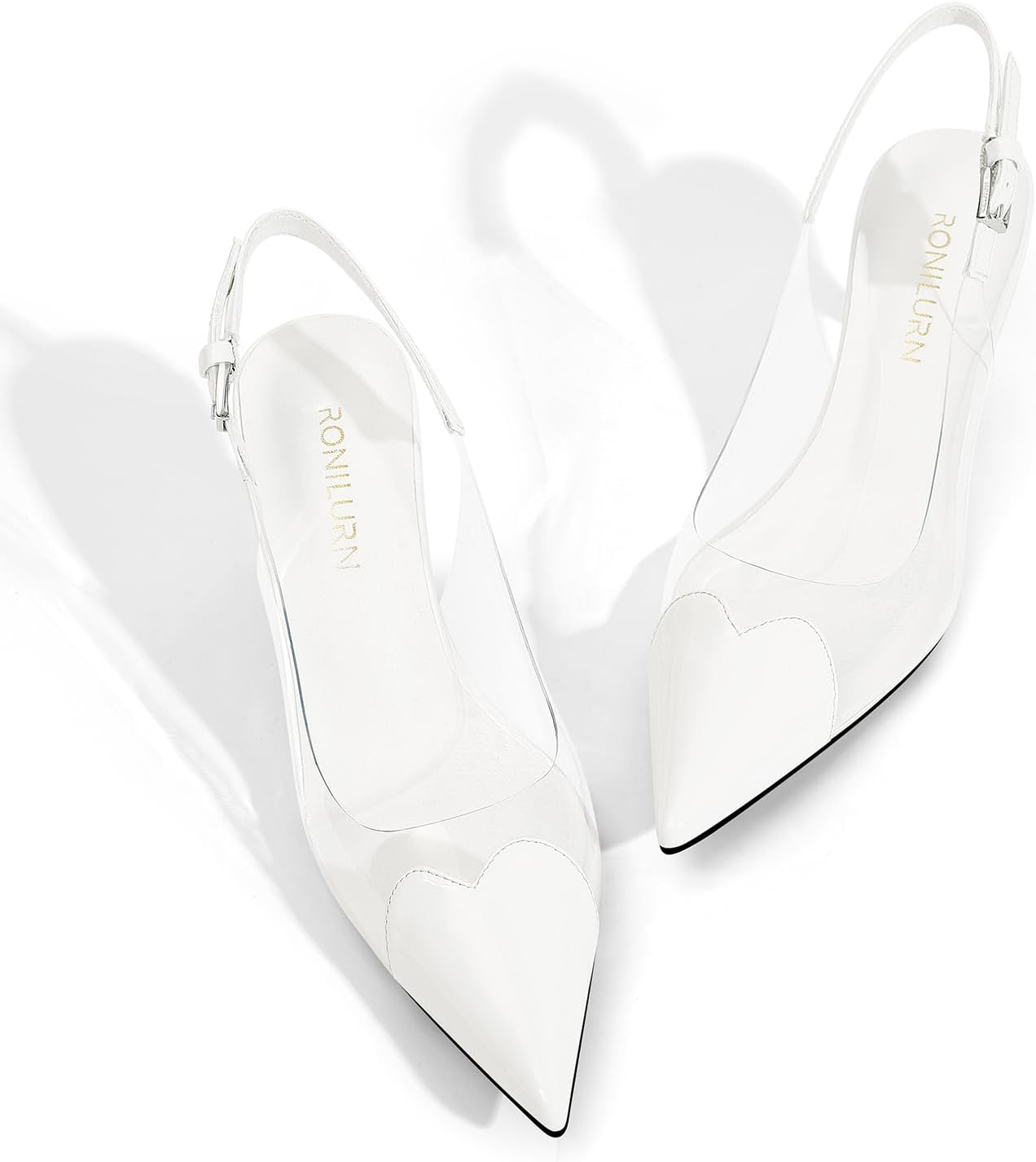 Women's Kitten Heels Clear Slingback Closed Pointed Toe Pumps Low Heel Dress Shoes Sling Back Comfortable Transparent PVC - Image 4