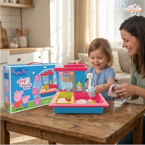 Image of Hasbro Peppa Pig Kitchen Toy Set for Girls with Electric Running Water Sink, Electronic Kettle with Lights & Sounds, 22Pcs Pretend Play Cooking & Baking Playset, Ideal Gift for Kids Ages 3+