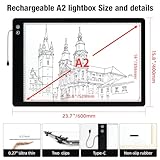 Zocelight Rechargeable A2 Light pad for Diamond Painting,A2 Light Board with 5200mAh Battery,6 Levels Dimming/3 Color temperatures 5500 Lux Super Bright Light Box for Drawing,Sketching,Animation - Image 6