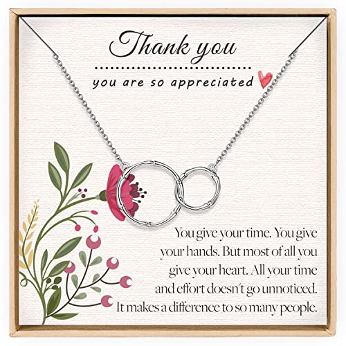 Thank You Necklace for Women, 925 Sterling Silver Thank You Gifts for Women, Teacher Appreciation Gifts, Thank You Gift