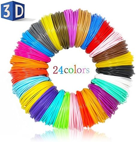 CoolPlus 3D Pen Filament Refills PLA 1.75mm, 24 Colors 777 Feet 32.8 Ft Per Color, Included 4 Fluorescence Colors, 4 Transparent Colors, 2 Glow in the Dark Colors, 2 Temperature Colors,12 Solid Colors