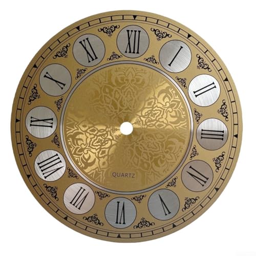 Besttoolifes Reloj de pared vintage de metal de aluminio de 7 pulgadas, esfera con números romanos dorados, 180 mm de diámetro, reloj de pared de cuarzo, proyectos, la esfera del reloj cuenta con un