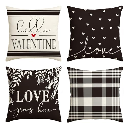 AVOIN Valentine's Day Black & White Love Pillow Covers