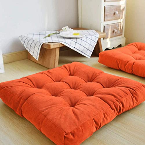 Egobuy Floor Pillow, Square Meditation Cushion For Seating On Floor Solid Thick Tufted Seat Cushion Meditation Pillow For Yoga Living Room Bed Balcony Sofa Outdoor, Orange, Cushion 22X22 Inch … #TOP4