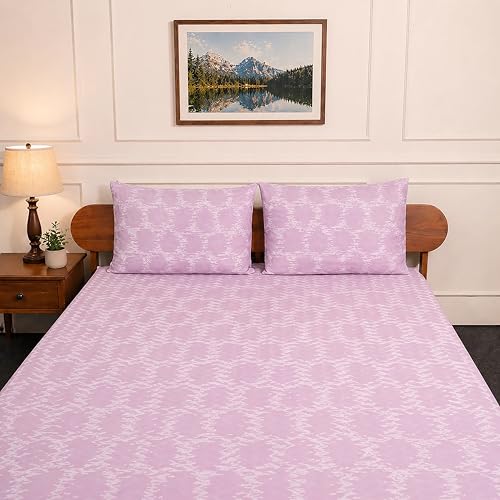 Image of Amazon Brand - Umi Cotton Elastic Fitted Bedsheet, King Size 78x72 Inches, Elastic Fit Bed Sheet, 10 Inch Deep Pocket, Soft Breathable Bedding, Durable Easy Care, with Pillow Cover-Glitch Aura