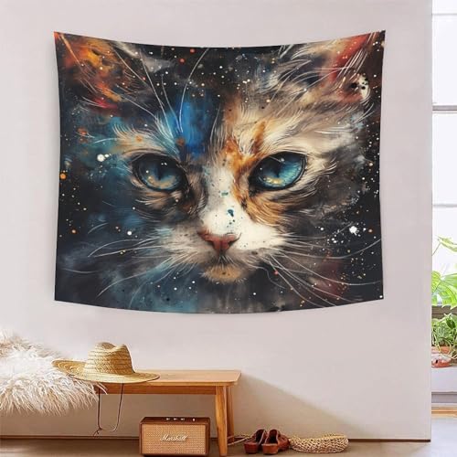Effet tapisserie décoration murale tissu haut de gamme motif chat 3D relief