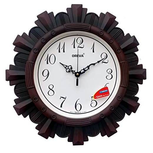 Oreva Plastic Wooden Look Designer Wall Clock (32 x 32 x 4 cm, Cola, AQ 6217)