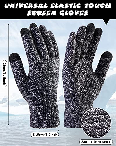 8 Pieces Men Women Winter Hat Beanie Scarf Touch Screen Gloves Sock Slouchy Knit Skull Cap Beanies Fleece Lining Neck Warmer (Black, Gray) #TOP1