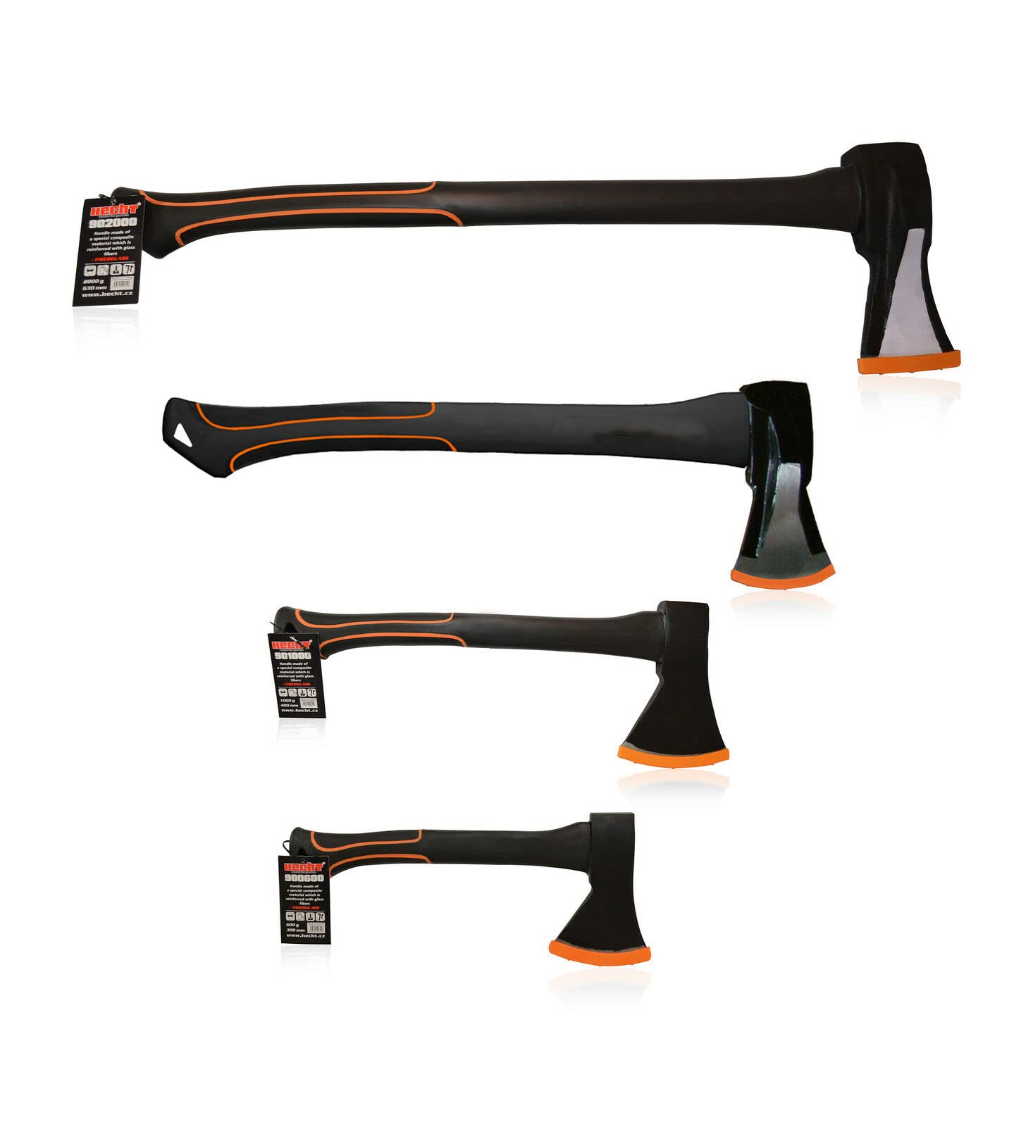 HECHT 4er Axt Set – Beil, Spaltbeil, Axt & Spaltaxt – ideal zum Holz, Anmachholz spalten – für Forstbedarf, Camping & Outdoor – Feuerholz hacken – Wood Splitting