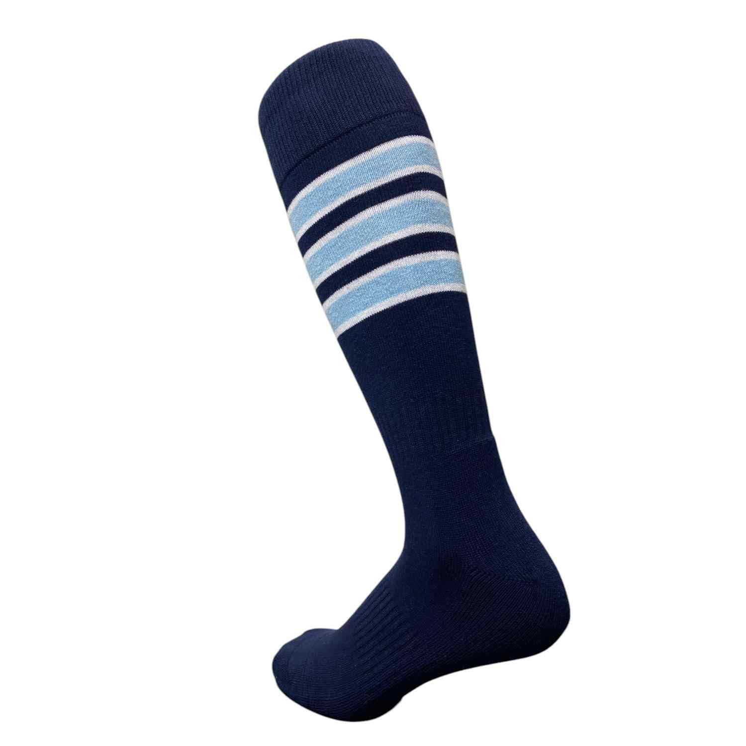COUVER Mens Cotton Striped Knee High Sports Socks