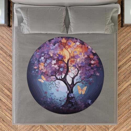 Couverture de plage ronde à fleurs 150 cm microfibre coton - 8