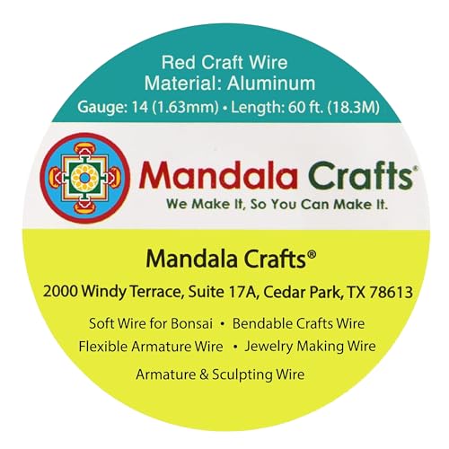 Image of Mandala Crafts 14 Gauge Red Anodized Aluminum Craft Wire, 60 FT | Colored, Flexible, Bendable, for Bonsai, Armature, Sculpting, Wire Wrapping, Jewelry Making, Weather & Tarnish Resistant