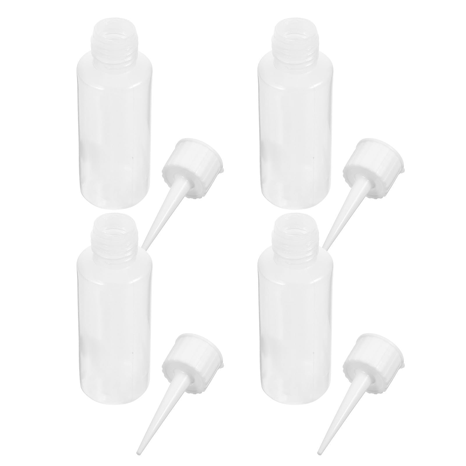 FRCOLOR Botellas Dispensadoras de Pegamento de Plástico Flexibles 50ml Punta Precisa para Manualidades y Uso en Fábrica, Pack de 4 Unidades de Polietileno Blanco