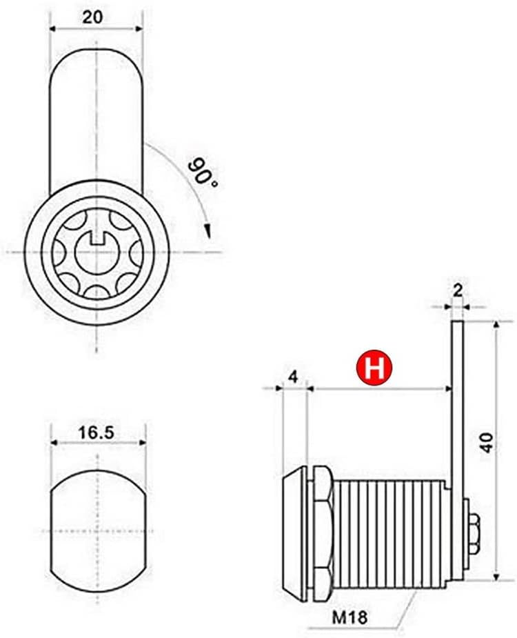 Cylinder Locks Door Cabinet Mailbox Padlock Drawer Cupboard Box Lock with 2 Keys for Furniture Hardware (Size : 20mm) ()