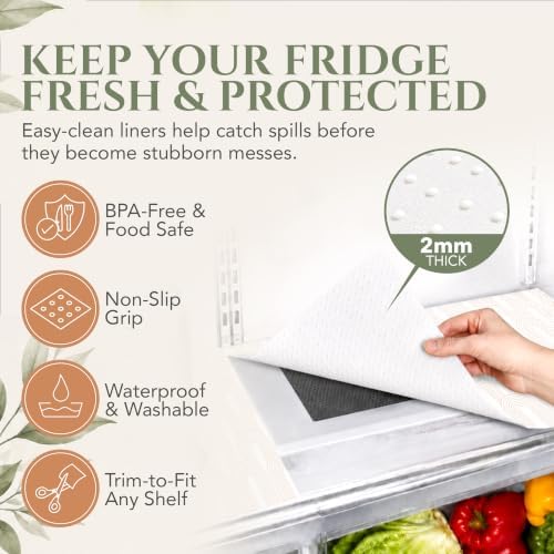 Non-Slip Refrigerator Liners for Shelves, 6 Pack, 12 x 24 Inch - Absorbent, Washable Fridge Mats with Silicone Grip Dots, Cut to Fit Shelf Liner for Crisper Drawers, Glass Shelves, Cabinets & Pantry — 사진 3