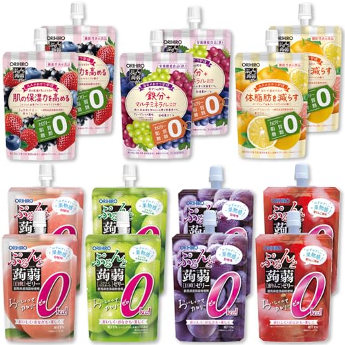 【Amazon限定】ぷるんと蒟蒻ゼリー スタンディング【残り わずか】アソート 7種×各2個入 美容の意識の高い方向け カロリーゼロ 白桃 巨峰 シャインマスカット 蜜りんご グレープミックス ミックスベリー グレープフルーツ オリヒロ
