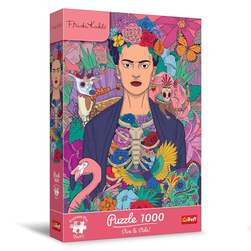 Trefl Premium Plus Quality - Puzzle Frida Kahlo, Blooming Soul - 1000 Piezas, Serie de Rompecabezas de la Artista Frida Kahlo, para Adultos y niños a Partir de 14 años
