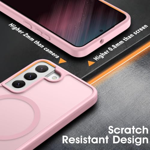 Image of Oterkin Magnetic Case for Samsung Galaxy S24 Plus, Light Pink | Compatible with MagSafe, Matte Frosted Translucent, Shockproof, Military Grade Protection