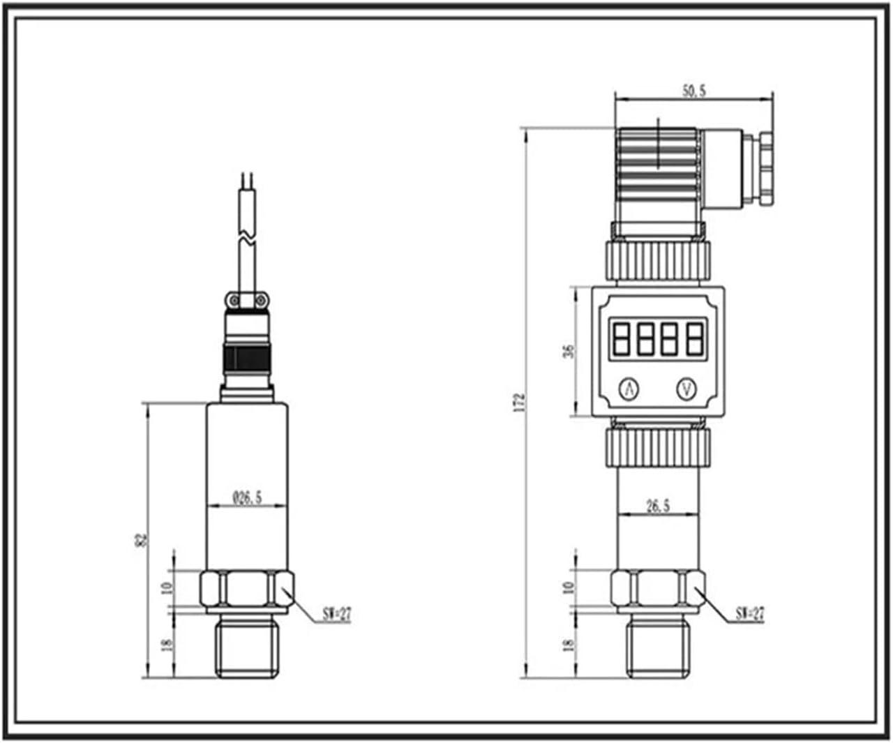 Flat Film Pressure Transmitter Flat Film Pressure Sensor Diaphragm Flange(0-5v,0-50kpa)
